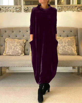 Helen | Elegancka zimowa sukienka z aksamitu z kieszeniami