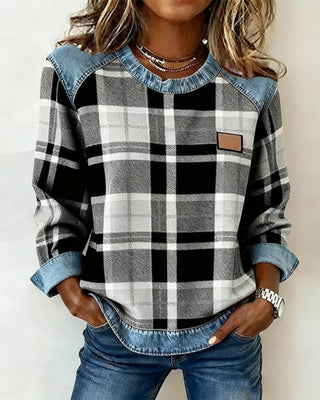 Ivy | Bluza z patchworkiem w kratkę