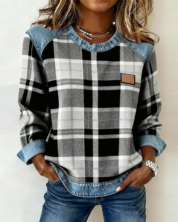 Ivy | Bluza z patchworkiem w kratkę