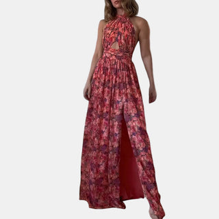 Cassia | Elegancka sukienka maxi w kwiaty z rozcięciem z boku