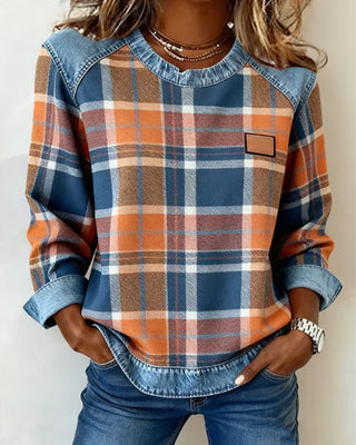 Ivy | Bluza z patchworkiem w kratkę