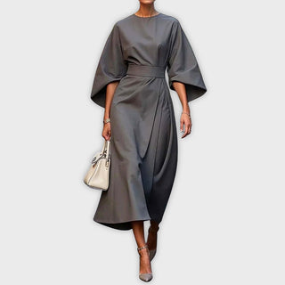 Olivia | Elegancka sukienka z paskiem i rękawami typu dolman
