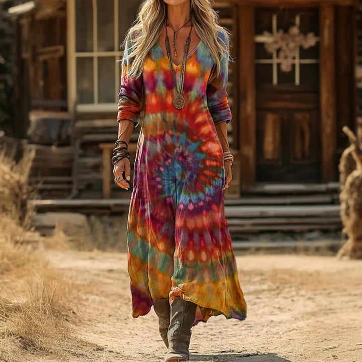 Bea | Sukienka vintage z długim rękawem w stylu casual