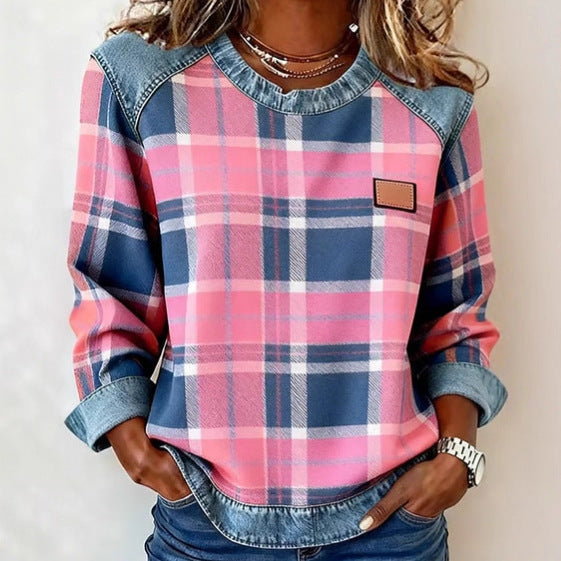 Ivy | Bluza z patchworkiem w kratkę
