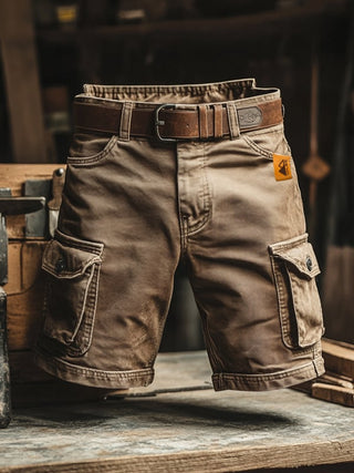 Barry | Szorty Cargo w Stylu Retro z Wieloma Kieszeniami