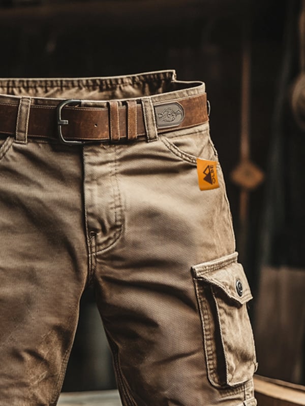 Barry | Szorty Cargo w Stylu Retro z Wieloma Kieszeniami
