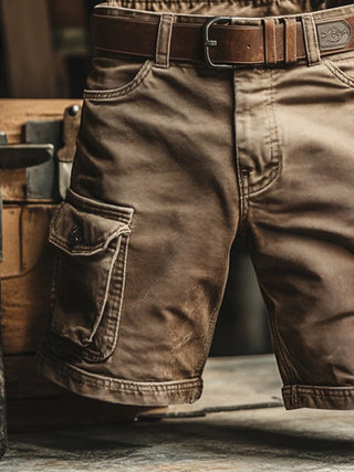 Barry | Szorty Cargo w Stylu Retro z Wieloma Kieszeniami