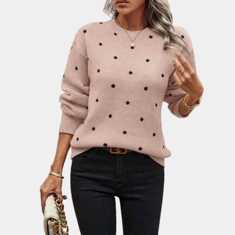 Darielle | Elegancki sweter z dzianiny w groszki