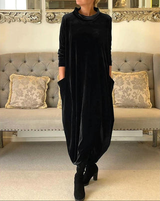 Helen | Elegancka zimowa sukienka z aksamitu z kieszeniami