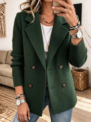 Carla | Elegancka marynarka z dzianinowymi rękawami